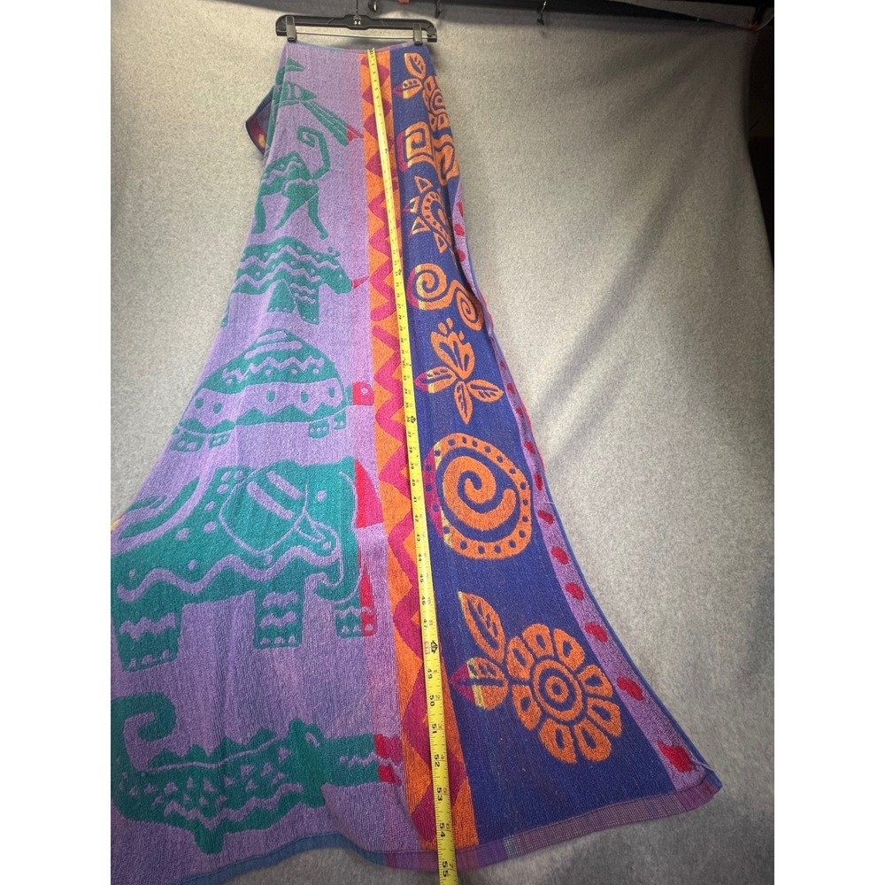 Vintage 90s Retro Summer Sun & Fun Animal Tribal Print Beach Towel 55x26 y2k - Picture 8 of 9